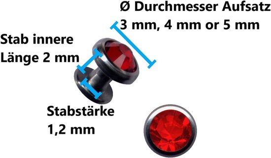 Dermal-Anchor Titan G23 Titanium Grade 23 Dermal-Anchor Implantaat Micro-Dermal Surface piercing G 23 Titanium Grade 23 Strass-Stone Zirconia Kristal (Opzetstuk 5mm, Helder (wit, Transparant)) — afbeelding 3