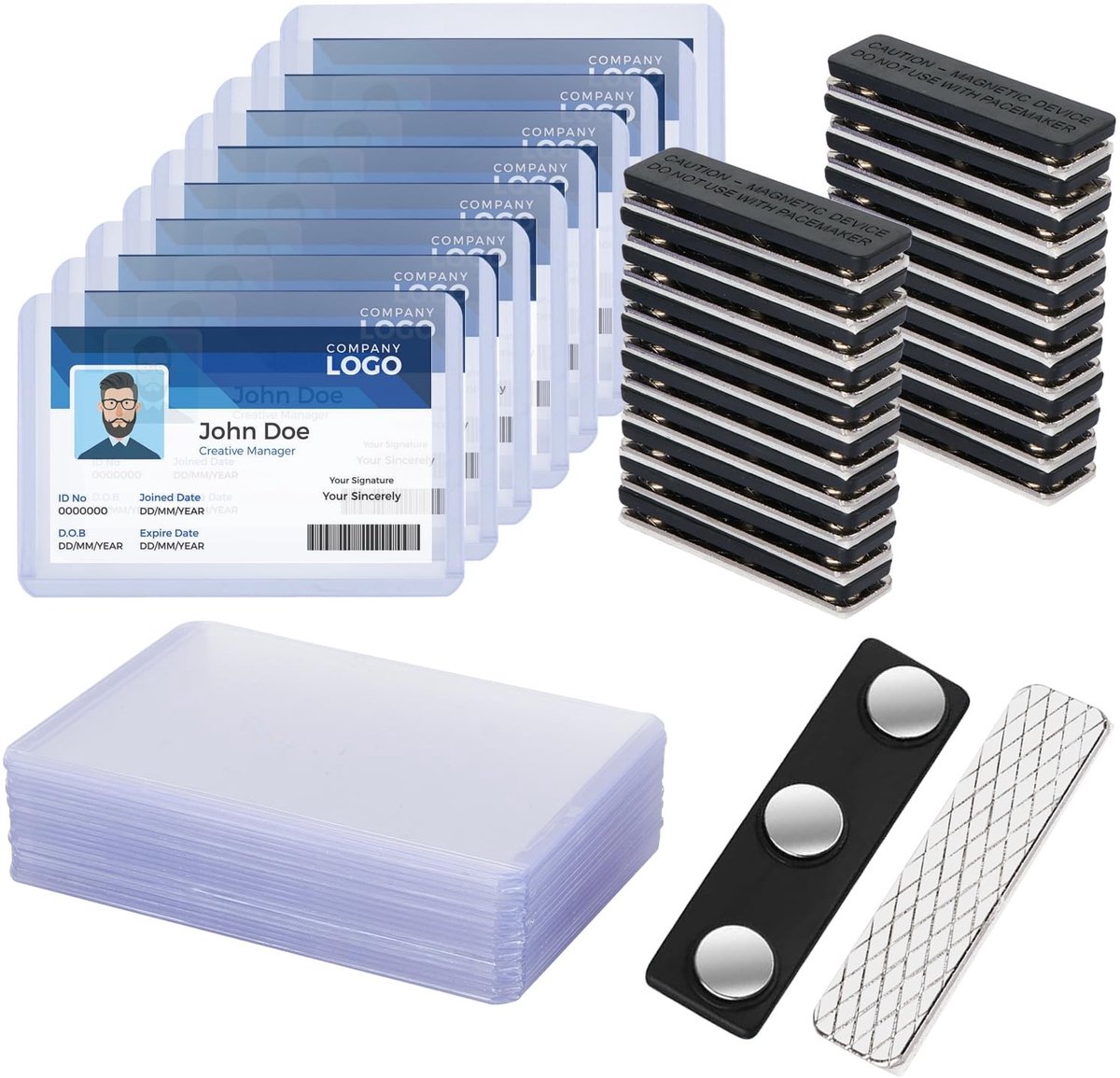 SolidKeus - Magnetische Naamplaat Houder met ID PVC Naam Tags