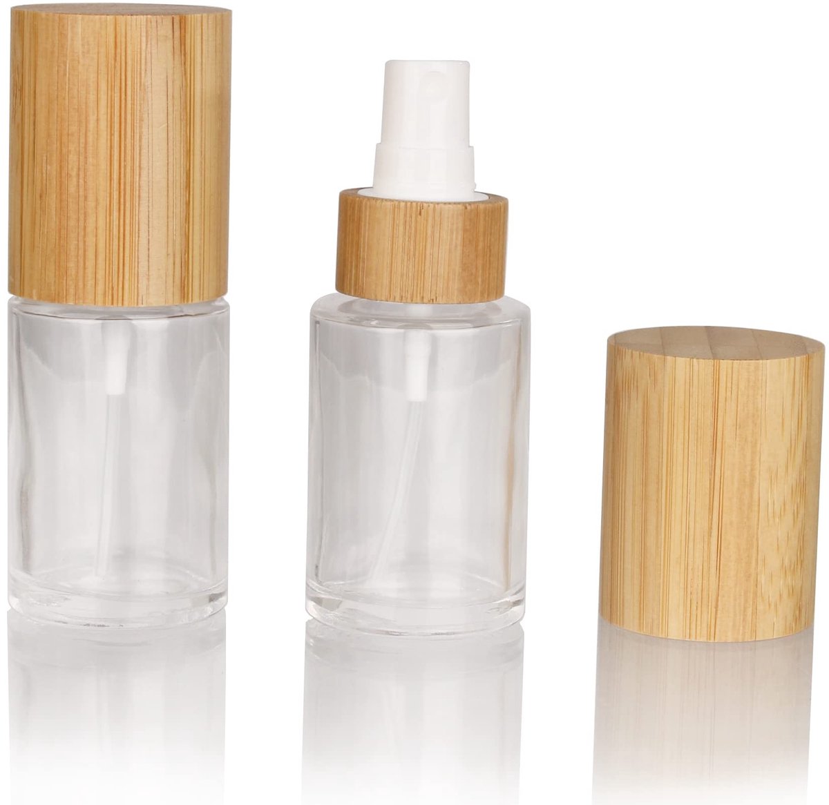 SolidKeus - Set van 400 Lege Glas Sprayflessen 30ml met Bamboo Deksel
