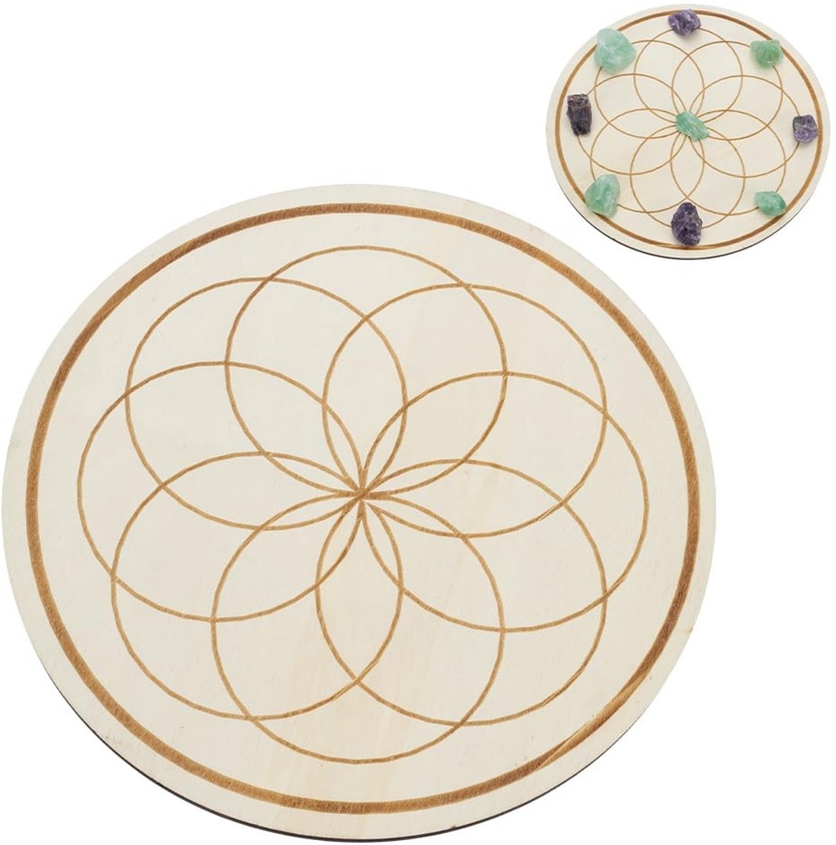 SolidKeus - Houten Crystal Grid Bord voor Meditatie en Decoratie