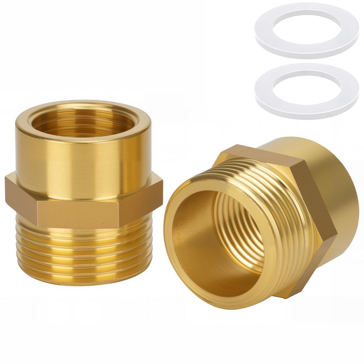 SolidKeus - 2-pack Brass Reducer Adapter 3/4 Inch naar 1/2 Inch