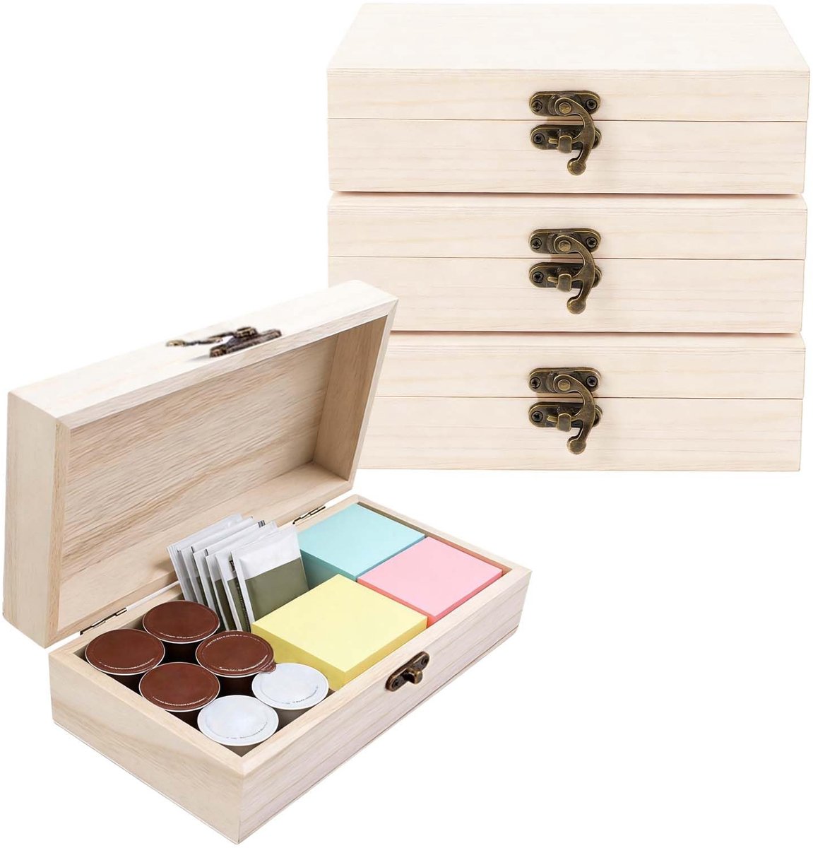 SolidKeus - Set van 4 Kleine Houten Dozen met Deksel