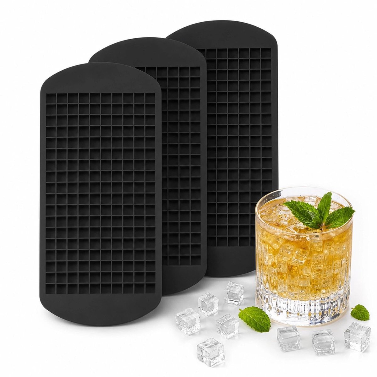 SolidKeus - Set van 3 Mini Siliconen IJsblokjesvormen