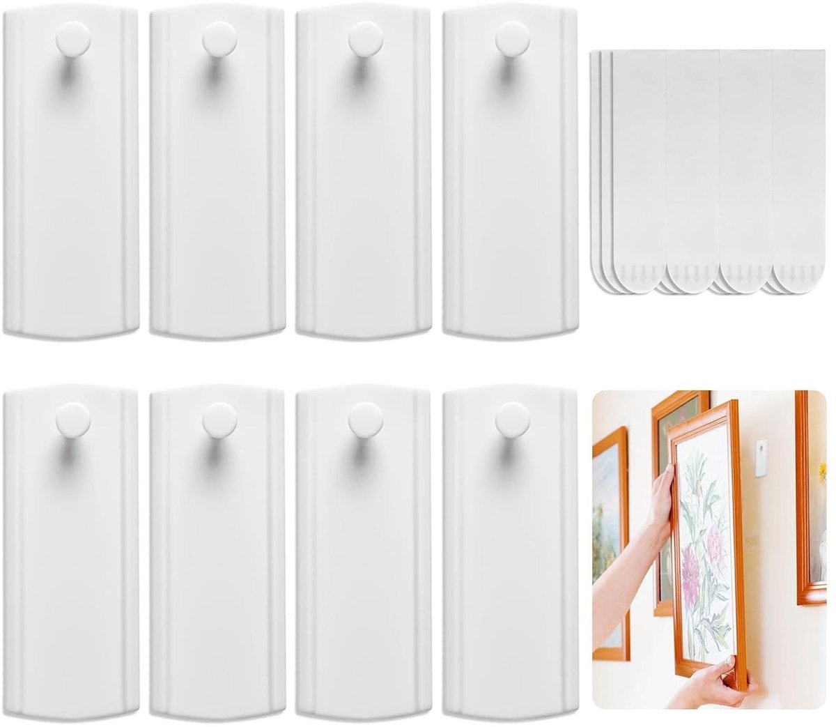 SolidKeus - Set van 8 Adhesieve Spijkers met 12 Plakstrips voor Foto's