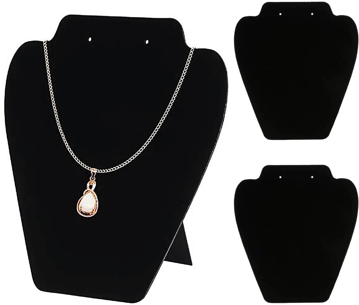 SolidKeus - Set van 3 Zwarte Fluwelen Sieraden Displays voor Kettingen