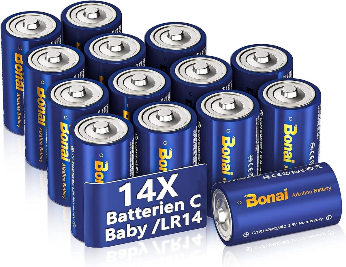 SolidKeus - C Alkaline Batterijen - Set van 14 voor Hoogvermogen Apparaten
