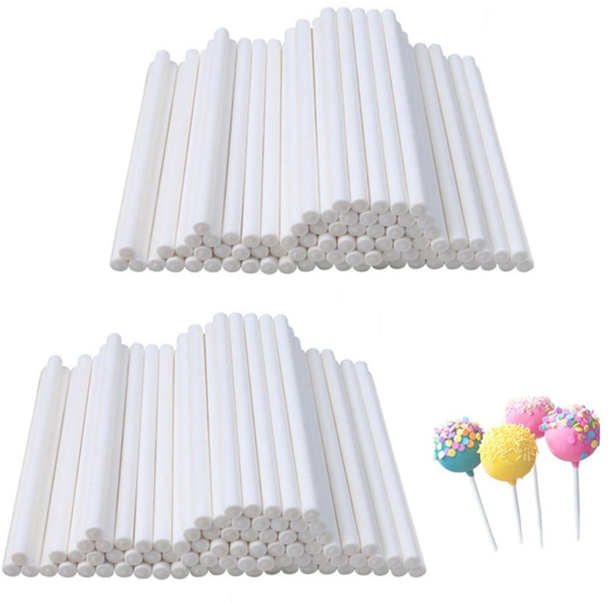 SolidKeus - 200 Stuks Witte Papieren Lollipop Sticks 15 cm