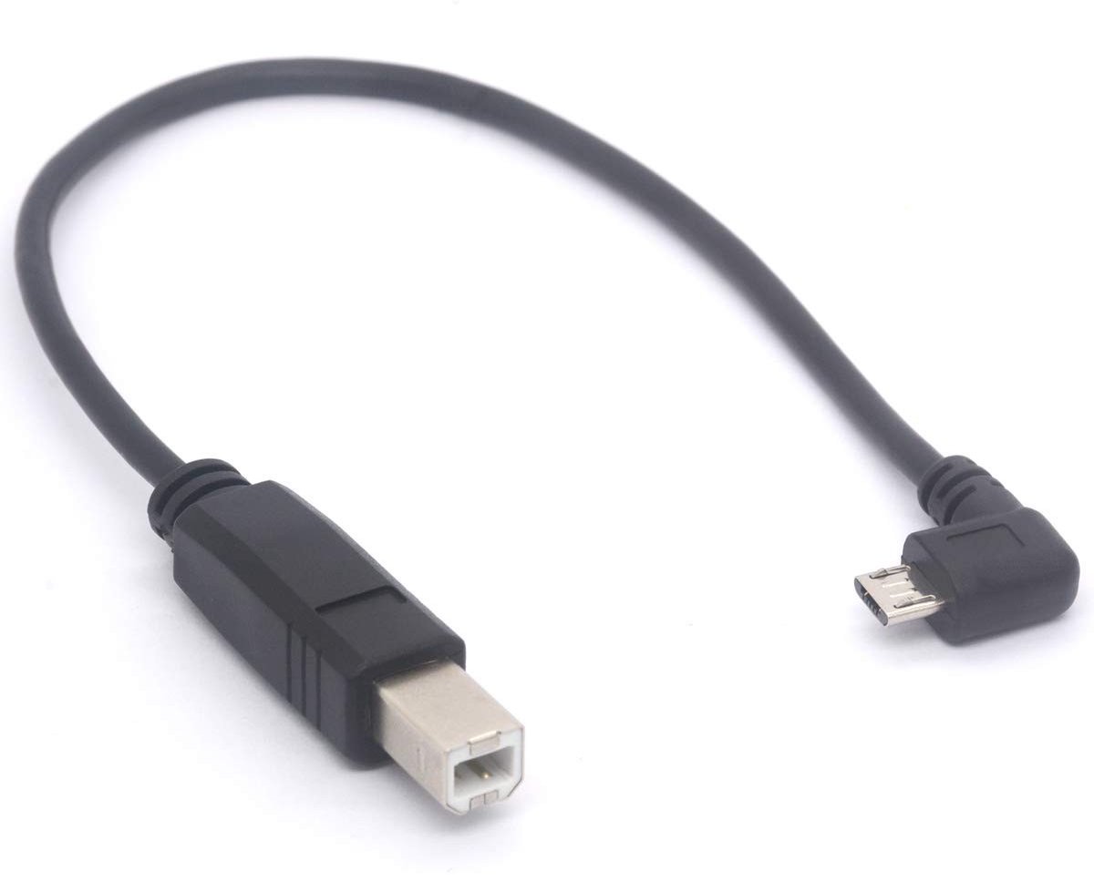 SolidKeus - 90° Micro USB OTG naar Standaard USB B Type Kabel voor Printer en Scanner