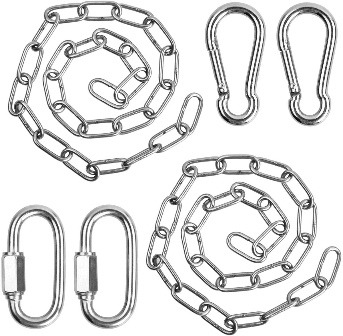 SolidKeus - 2 Stuks RVS Ketting met Karabijnhaak voor Hangen en Bevestigen