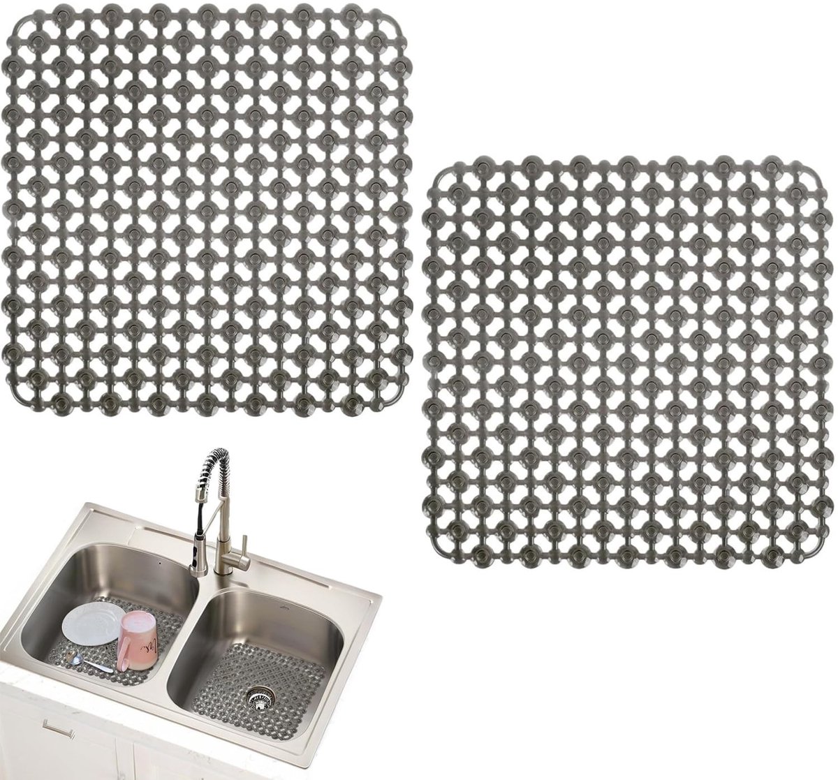 SolidKeus - Set van 2 Snelle Afvoer Spoelbakmatten voor de Keuken