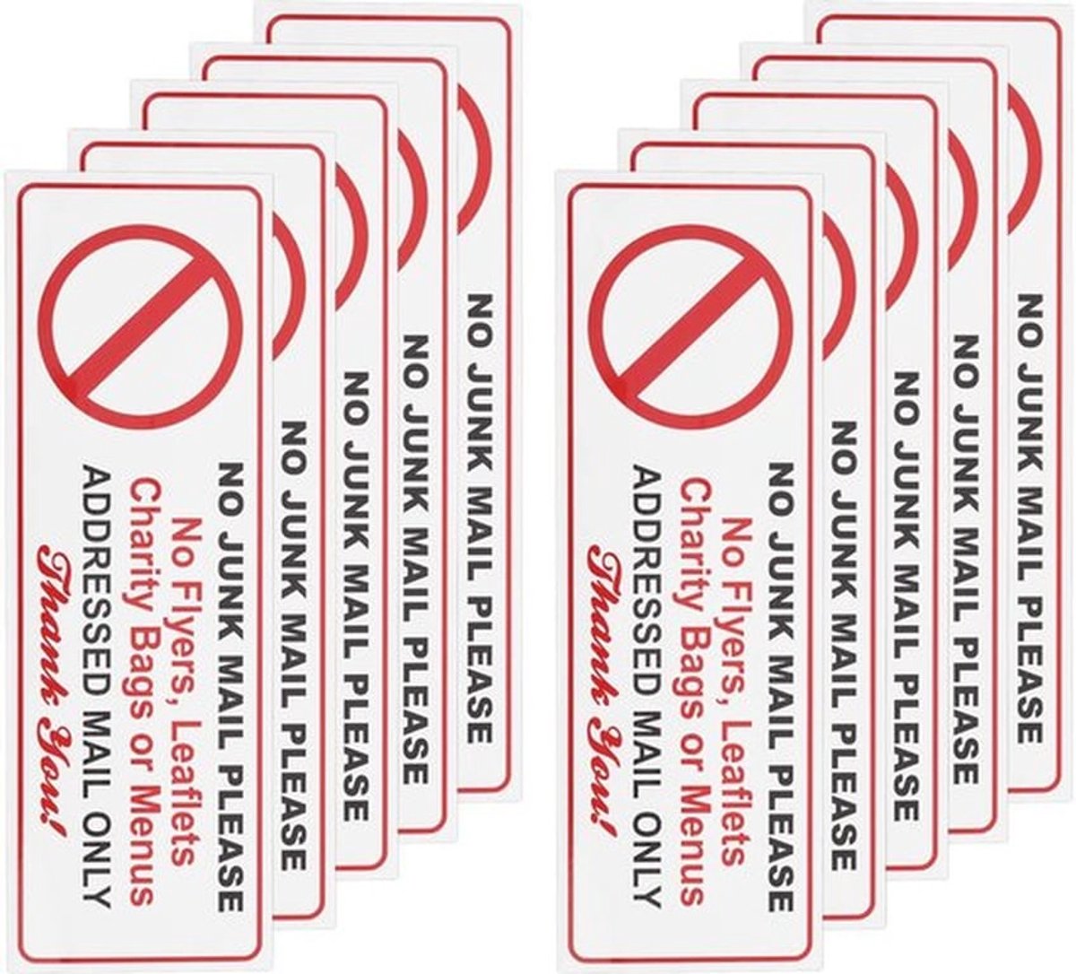 Waarschuwingsbord Geen Ongewenste Post - Deursticker - PVC Sticker - 150 x 50 mm - Zelfklevend - Waterdicht