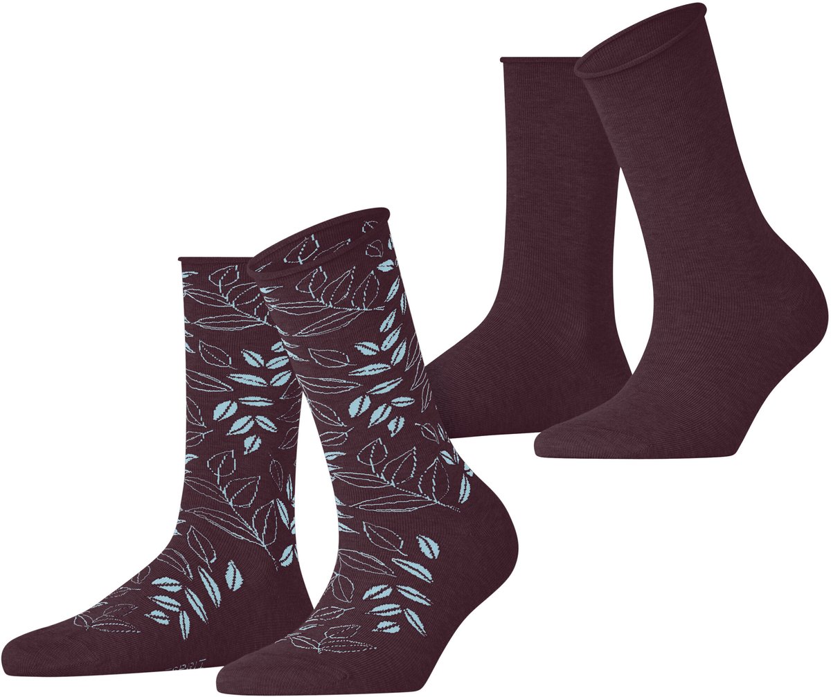 Esprit Frosted Garden 2 Pack gedessineerd katoen multipack sokken dames rood - maat 39-42