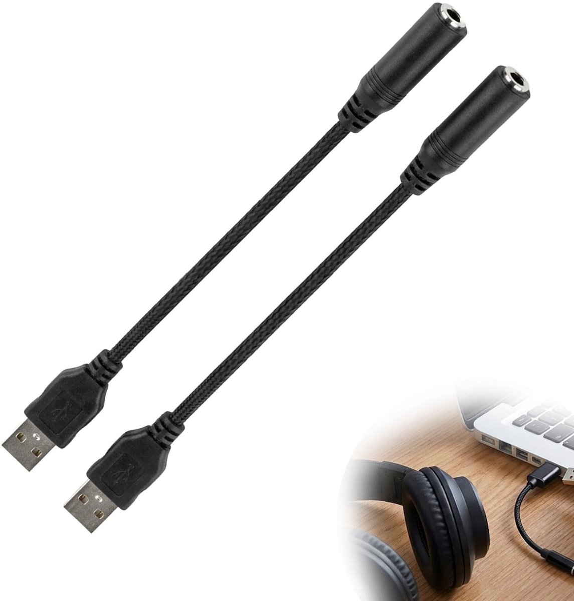 Omgoods - USB naar 3.5mm Audio Jack Adapter Set van 2
