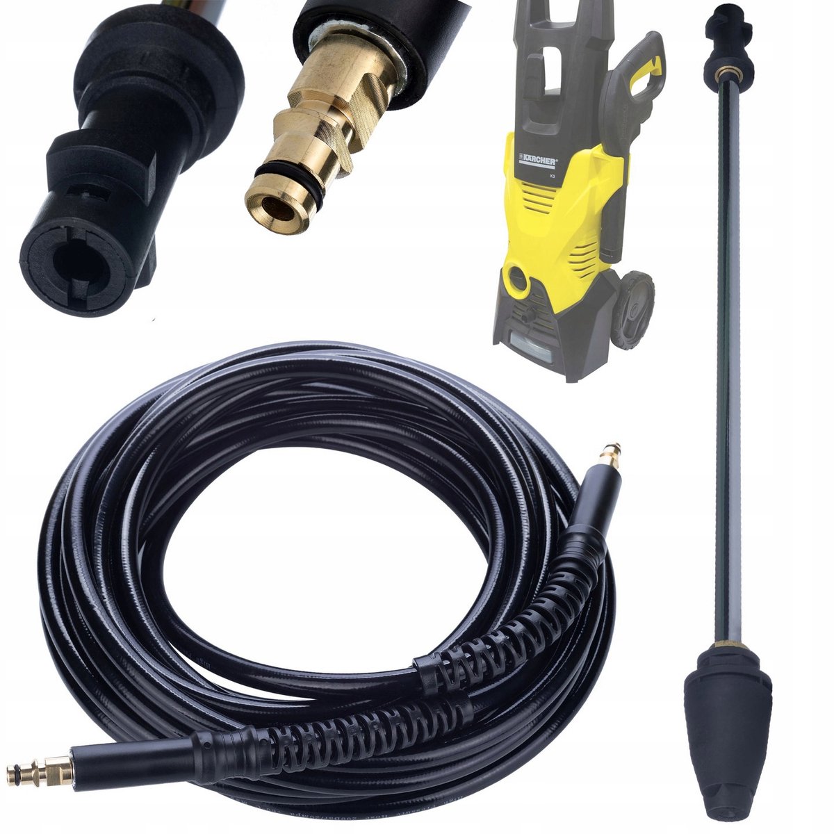 Rosfix Hogedrukslang Set 10 M Click-Click - Nylon Versterkt - 180 Bar, 60°C - Geschikt voor Kärcher