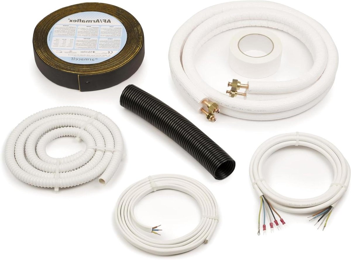 Koudemedium Kabel - Montageset Split - Airco Installatie - Geïsoleerde Koperen Buis - 5 Meter - Koperkleurig