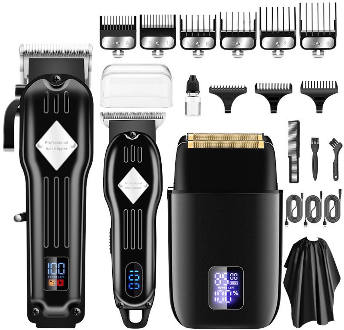 REDOM Draadloze Tondeuse & Haartrimmer – Elektrische Haar Tondeuse Set – 0,45-8 mm – LCD Display – 9 Opzetkammen – Haar Knippen & Styling – Persoonlijke Verzorging – Zwart