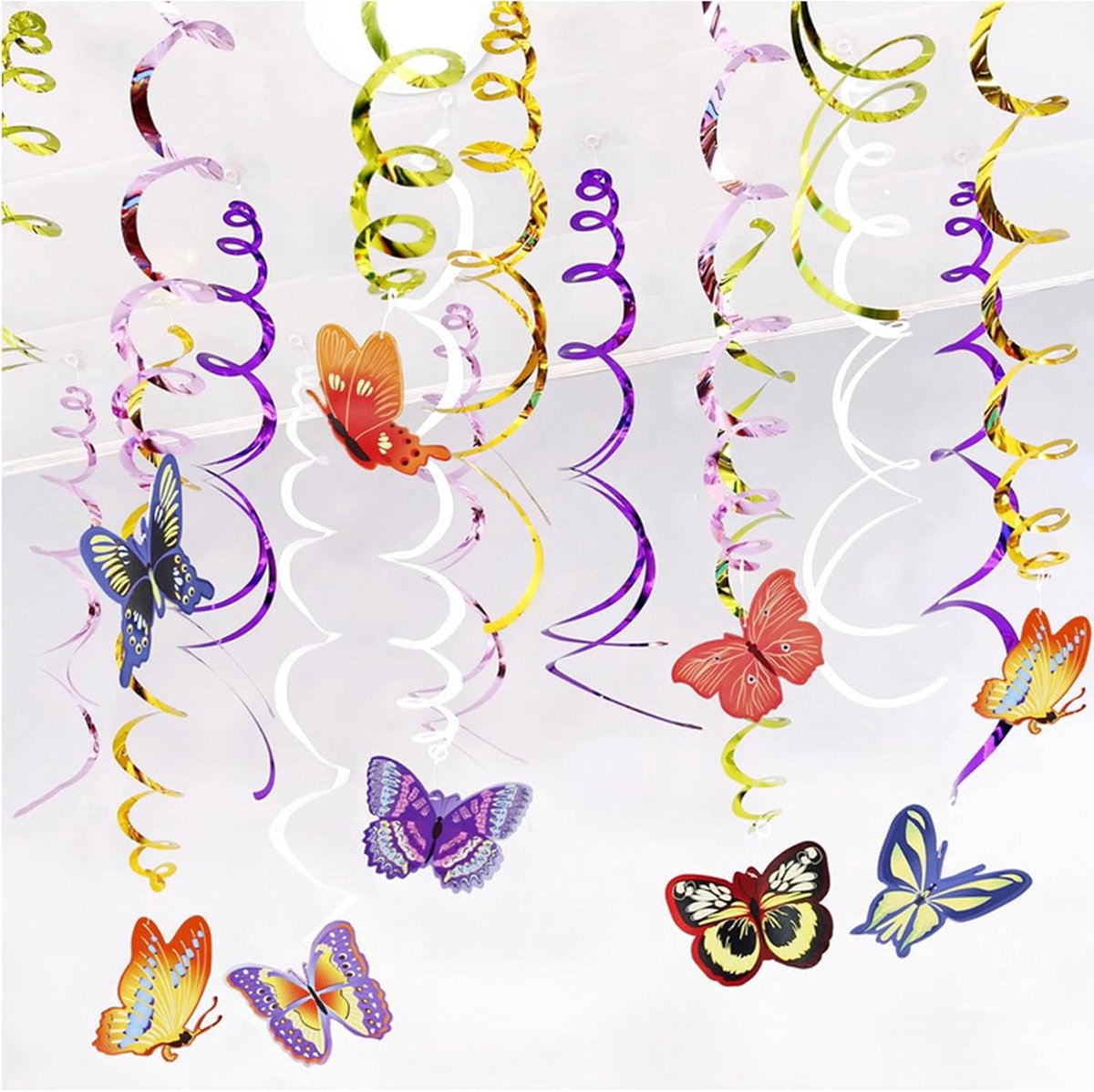 Vlinderdecoraties Feest, vlinderdecoraties voor verjaardag, 30 stuks PVC spiraal hanger vlinder thema feestdecoraties