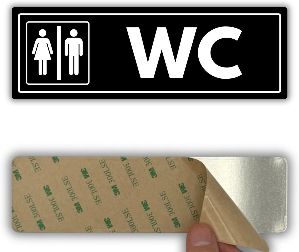 Uniseks - 7,5x23 cm - Acryl - Gemengd Sanitair Toilet | Plaat WC Dames Heren, Aanduiding Hygiëne Wasruimte, Wandbord Gedeeld Openbaar Toilet, Zelfklever Toiletvoorziening WC