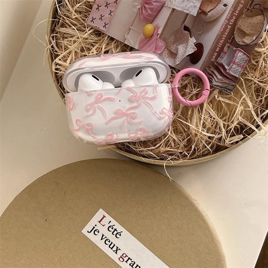 Compatibel voor AirPods Pro 2 hoesje zachte schattige strik patroon mode ontwerp strik esthetische schokbestendige sleutelhanger cover hoofdtelefoon hoesjes voor Airpods Pro 2 -transparant van compatibel — afbeelding 5