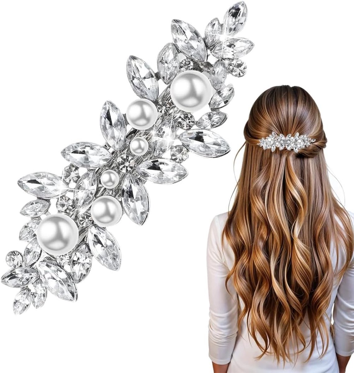 Haarspelden zilver bruidshaaraccessoire glanzend kristal haarspelden elegante bloemen haarspelden voor bruiloften bruiden lang haar