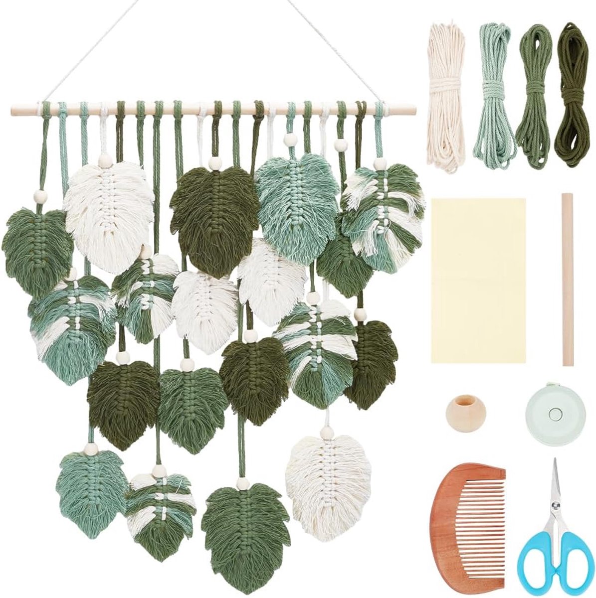 Macramé Muur Opknoping Bladeren Macrame Monstera Wandtapijt DIY Macrame Kit voor Beginners met Instructie Macrame Muur Opknoping Kit voor Volwassenen Woondecoratie