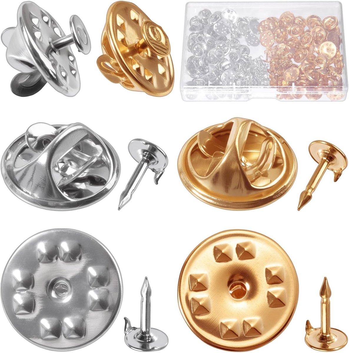 120 Stks Vlinder Koppeling Tie Tacks Pin Backs Naald Goud Zilver Gemengde Kleur Vlinder Koppeling Tie Tacks Vervanging Pin Backs Houden Tie op Zijn Plaats Vervangen Verloren Tie Tacks pins