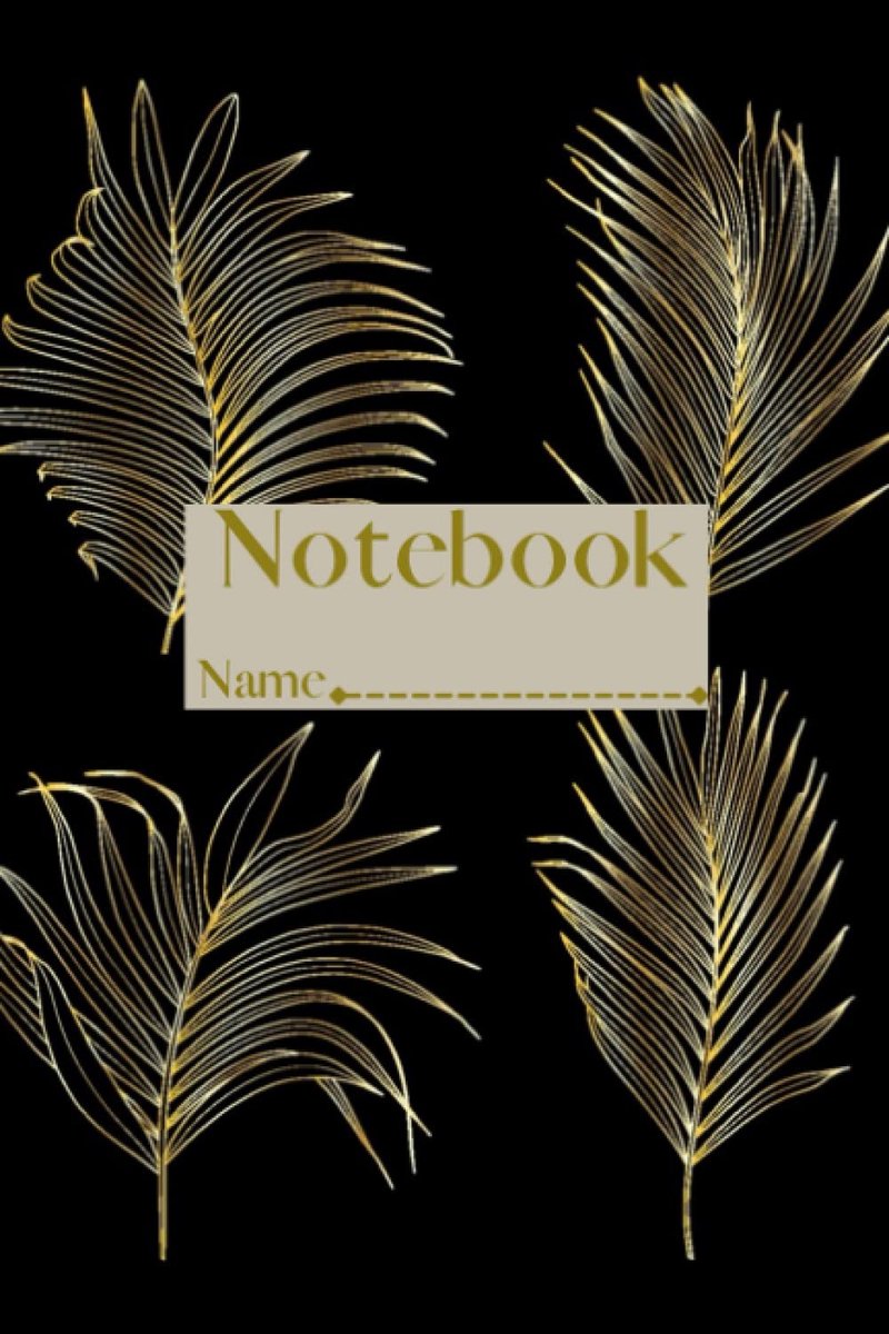 Journal Minimal Design Black Golden Palms: Wide Lined Blank 100 page 6x9 Notebook Journal Minimal Design Black Golden Palms