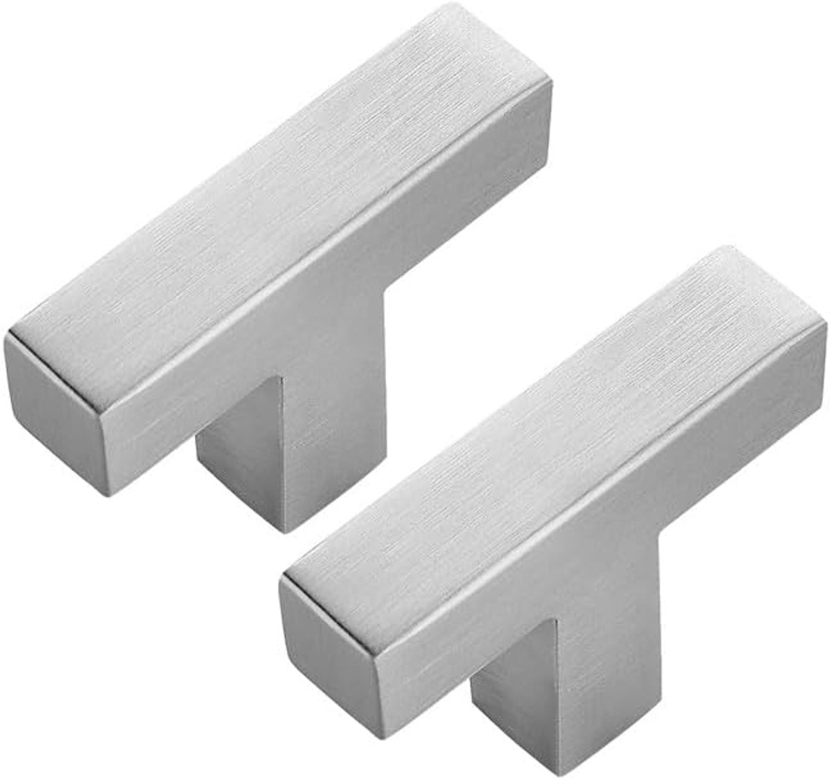 20 stuks zilveren roestvrij stalen meubelgrepen, kastgrepen, 50 mm scharnierafstand, vierkante greep voor keukenkasten, lade, roestvrij stalen deurgrepen voor keukens