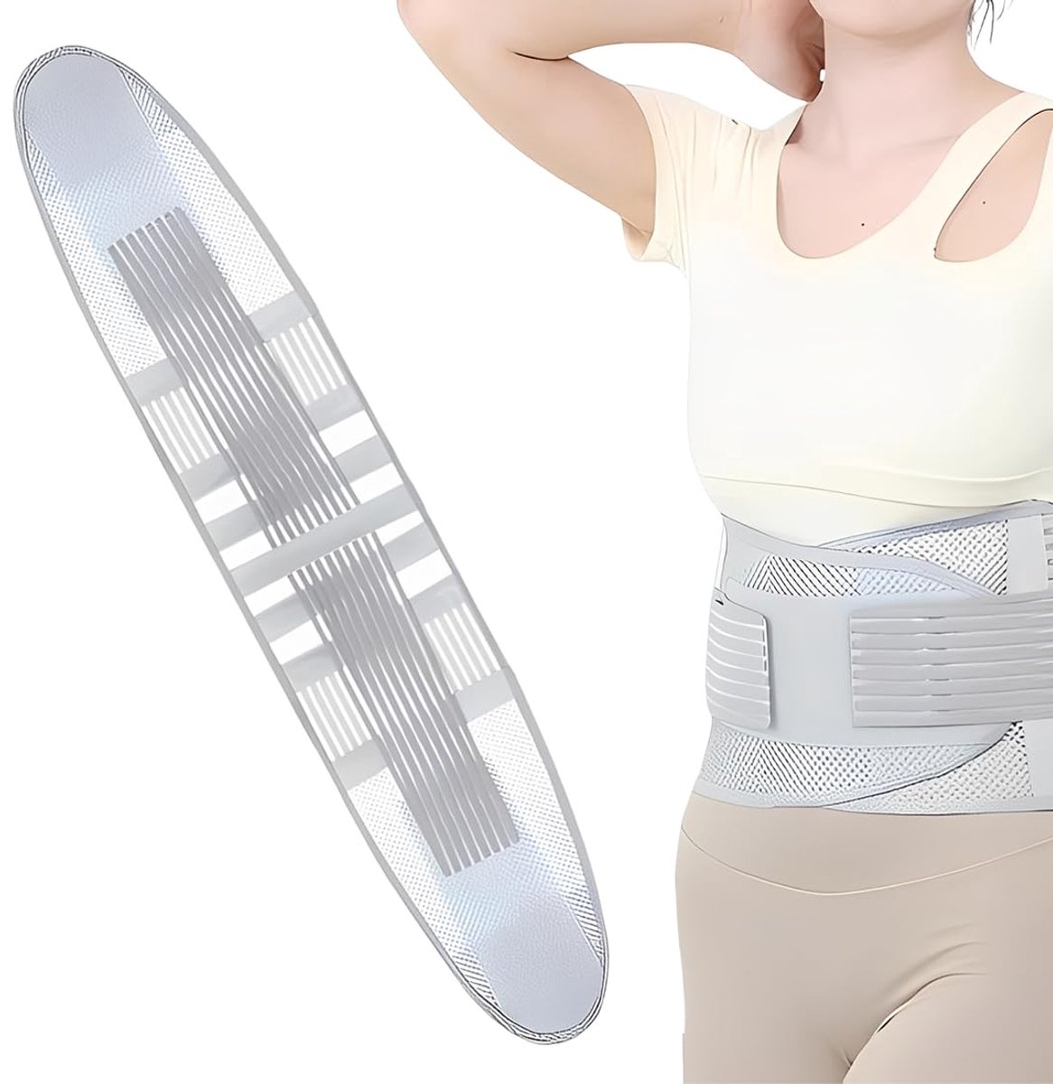 1 x lendensteun, ademend en comfortabel, verstelbaar, voor werk, fitness en sport, maat L