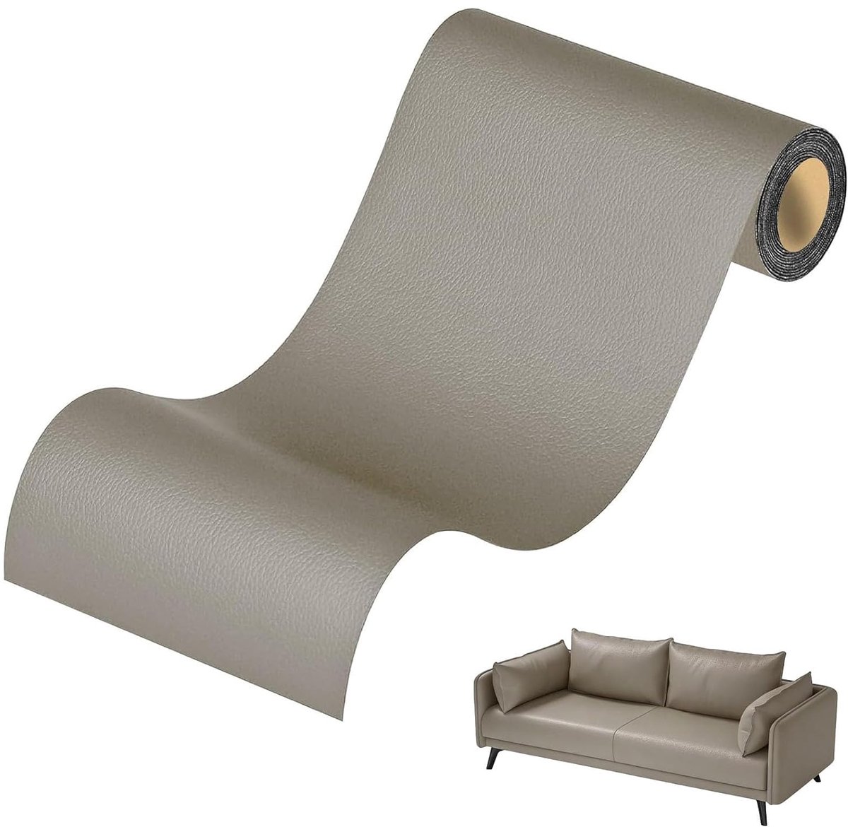 Leer, 30 x 137 cm, reparatiepatch, kunstleer, zelfklevend, voor bank, voor reparatie en renovatie van bank, stoel, handwerk (grijs)