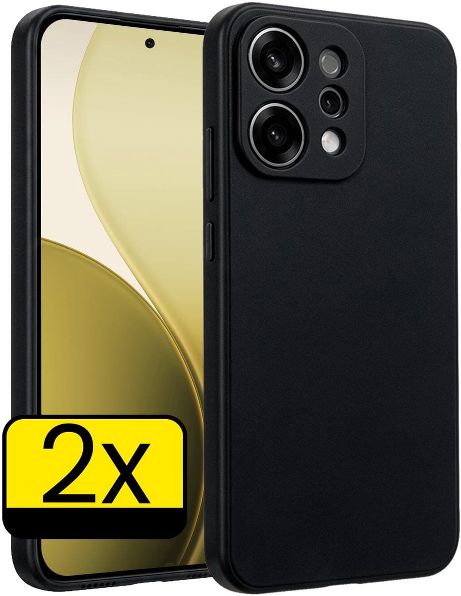 Hoesje - 2 Stuks - Geschikt voor Oppo Reno 14 - Sterk & Shockproof - Case Siliconen - Back Cover - Telefoon Hoes - Telefoonhoesjes - Zwart