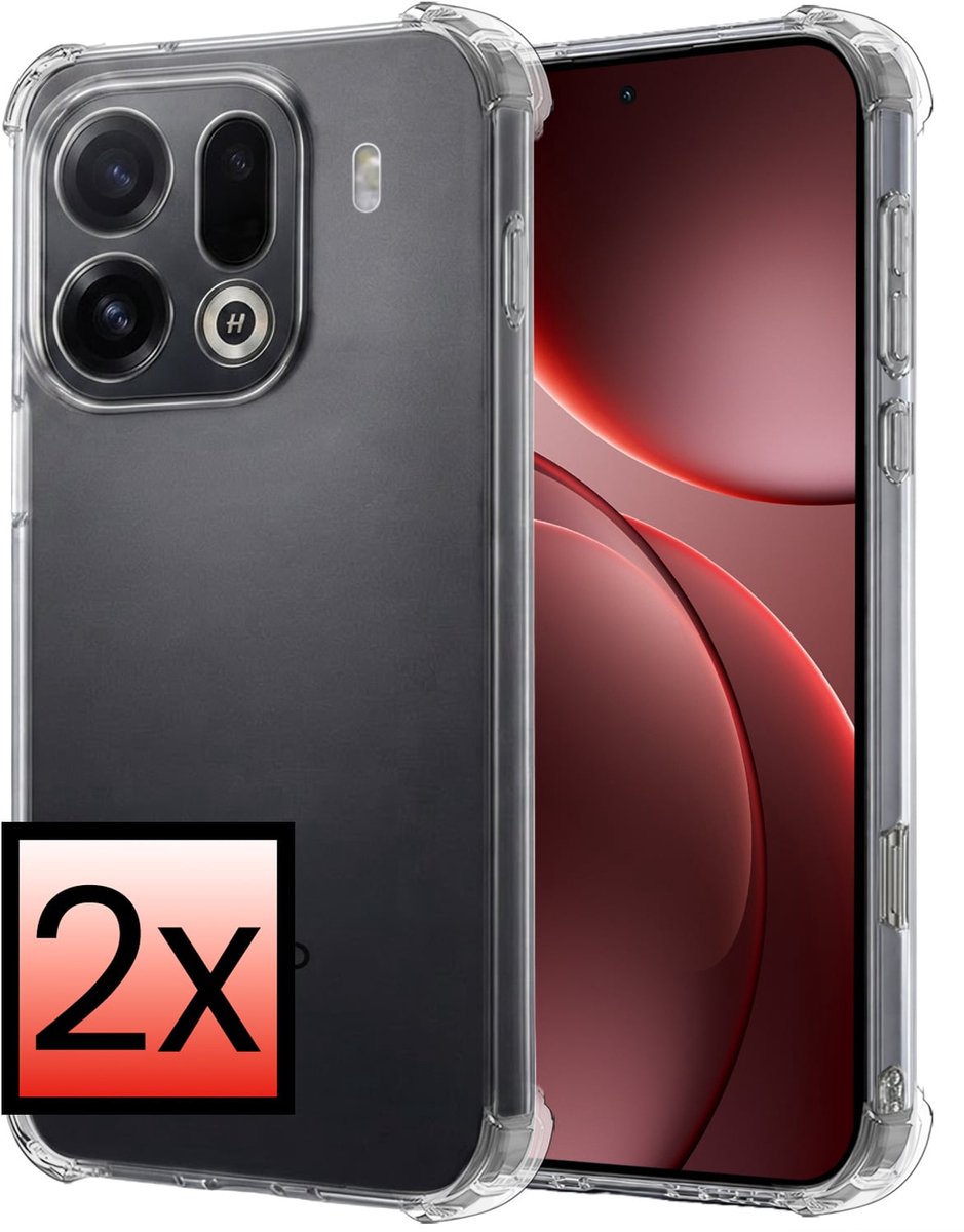 Hoesje - 2 Stuks - Geschikt voor OPPO Find X9 Pro - Sterk & Shockproof - Siliconen Case - Back Cover - Telefoon Hoes Shock Proof - Transparant