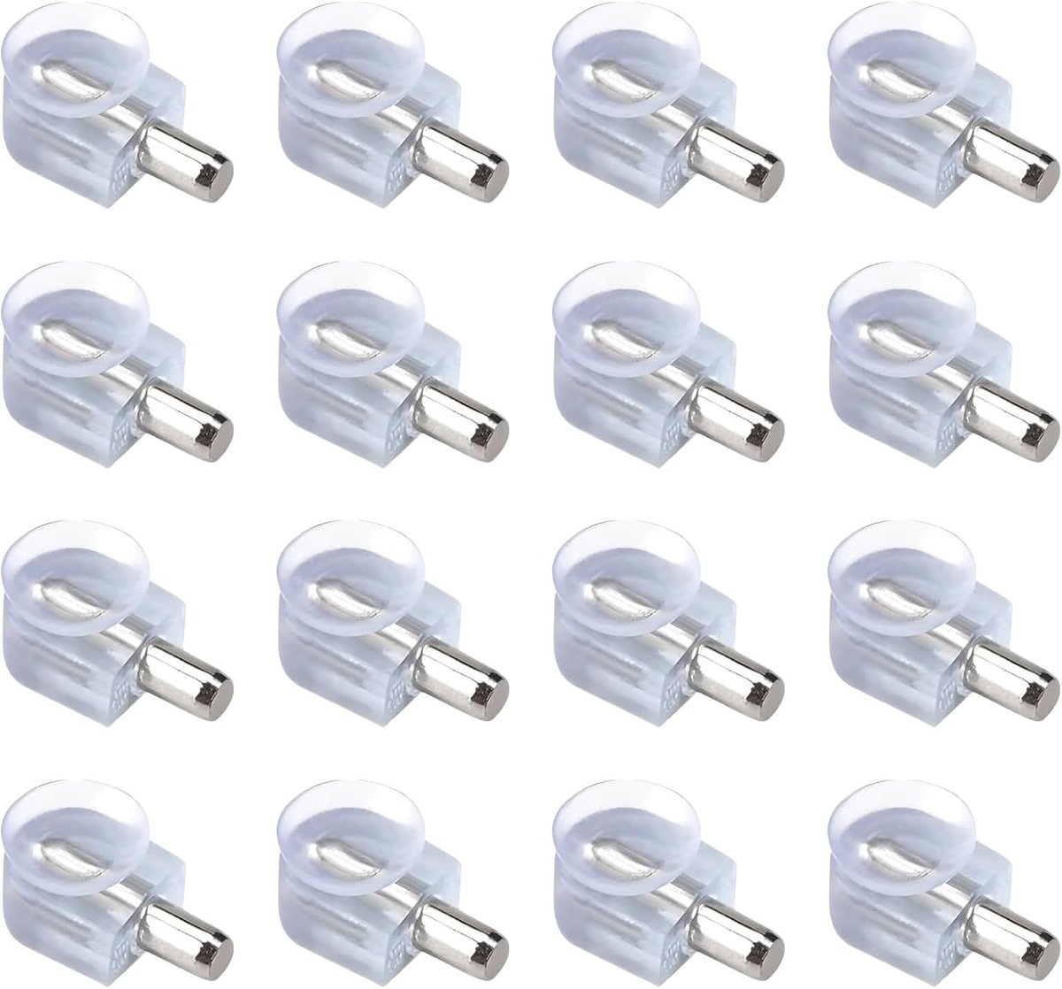 Plankdragers - Transparant - 21 x 8 x 13 mm - Met Zuignappen voor Glazen Planken - Voor Vitrines en Kasten