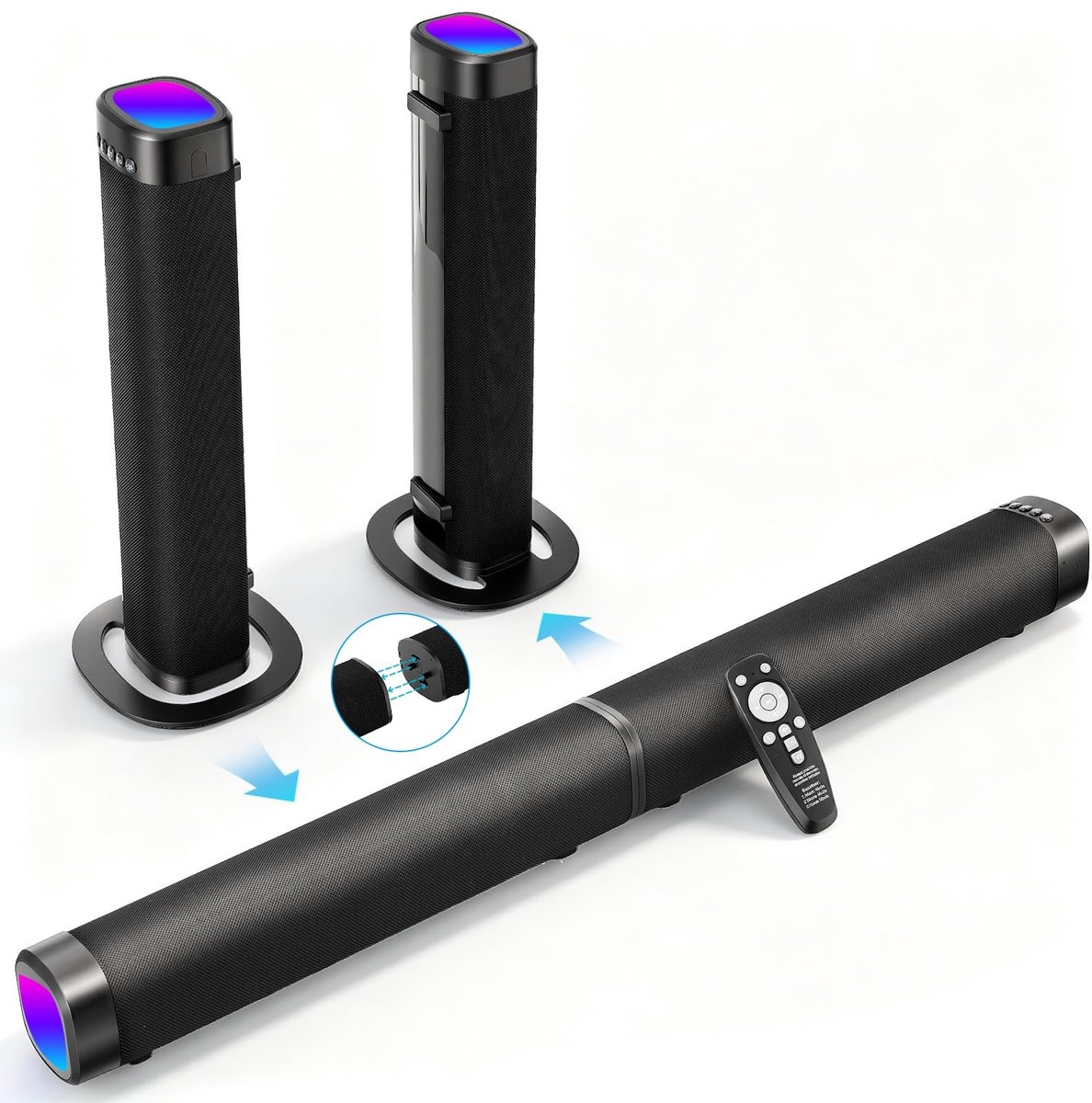 SolidKeus - Draadloze 2-in-1 Soundbar met RGB Licht en Bluetooth 5.3