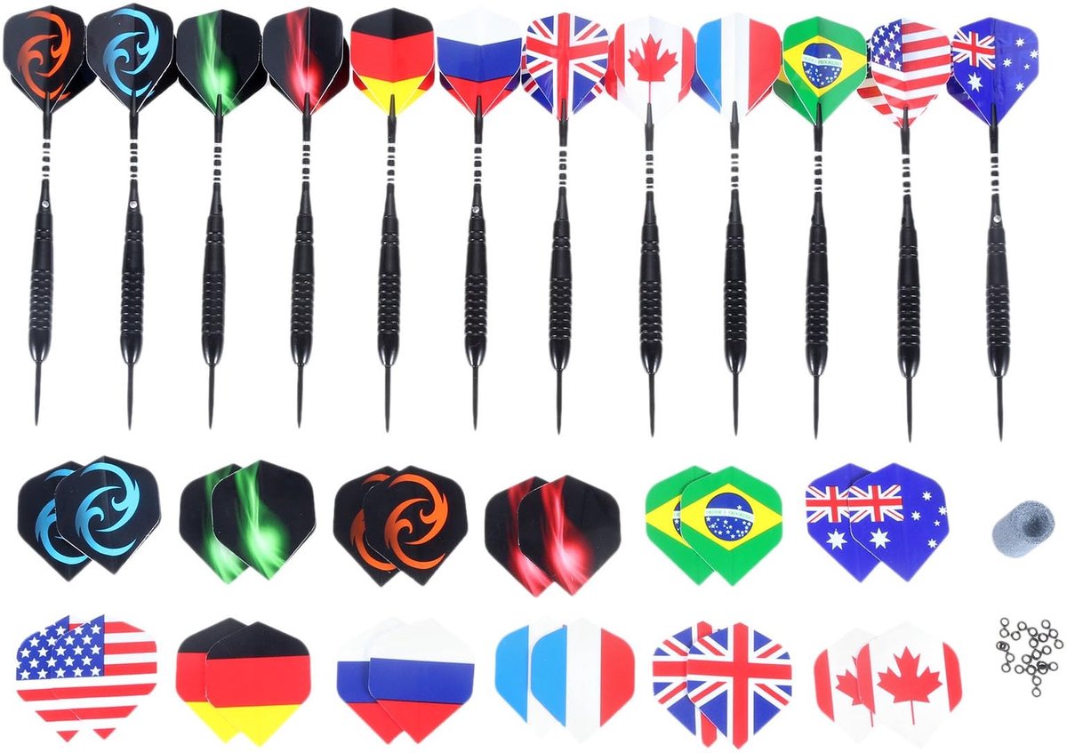 SolidKeus - Professionele Stalen Darts Set met Aluminium Schachten (12 Stuks)