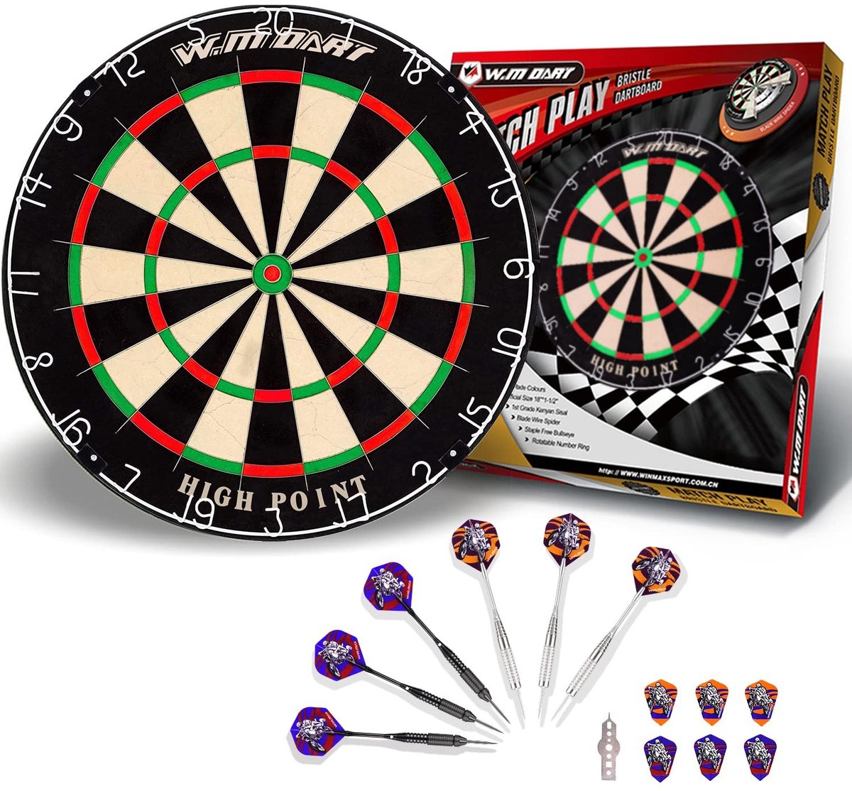 SolidKeus - Tournament Size Bristle Dartbord met Dartpijlen en Accessoires