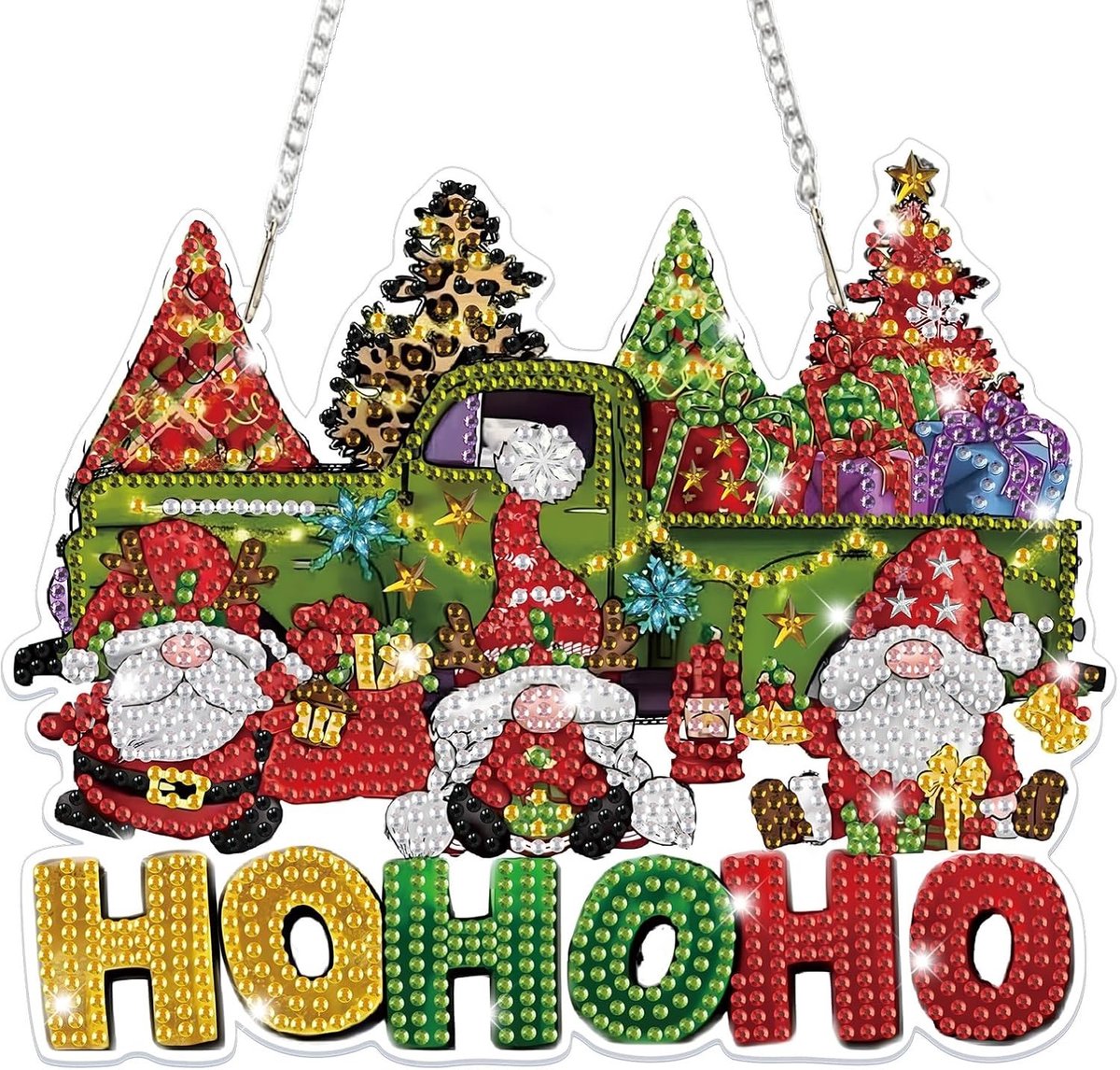Kerst Diamant Schilderij Hanger, 5D Raamdecoratie voor Volwassenen en Kinderen, Creatieve Ambachtset voor Deur, Wand en Venster