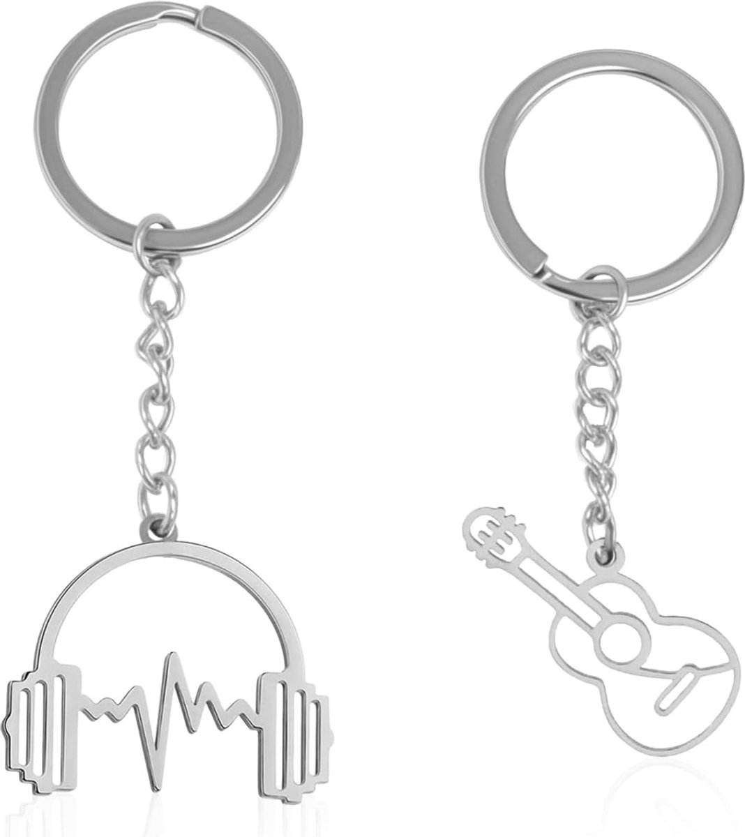 2 Stuks Gitaar Headset Sleutelhanger, Muziek Thema Sleutelhanger, Student Rugzak Ornamenten, Muziek Leraar Thanksgiving Gift.