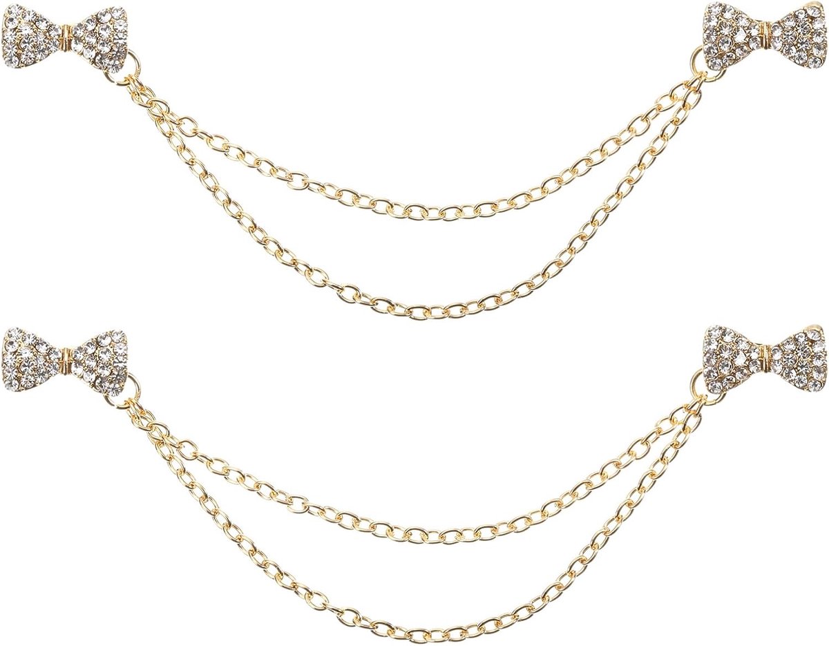 2 stuks vlinderdas trekken nietjes retro cardigan kraag nietjes met | (goud), ketting, hemd, sjaal, kleding, clip voor dames