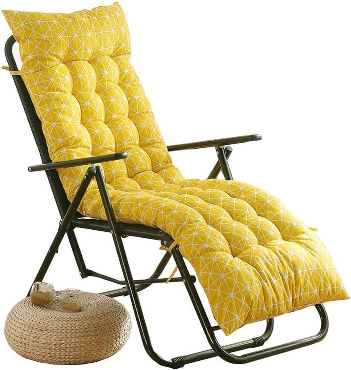 Kussentjes, Portable Patio Rocking Stoelkussen, Voorzitter Pad Mat Met Soft Foam Core (1 Pack),Yellow,48x125cm