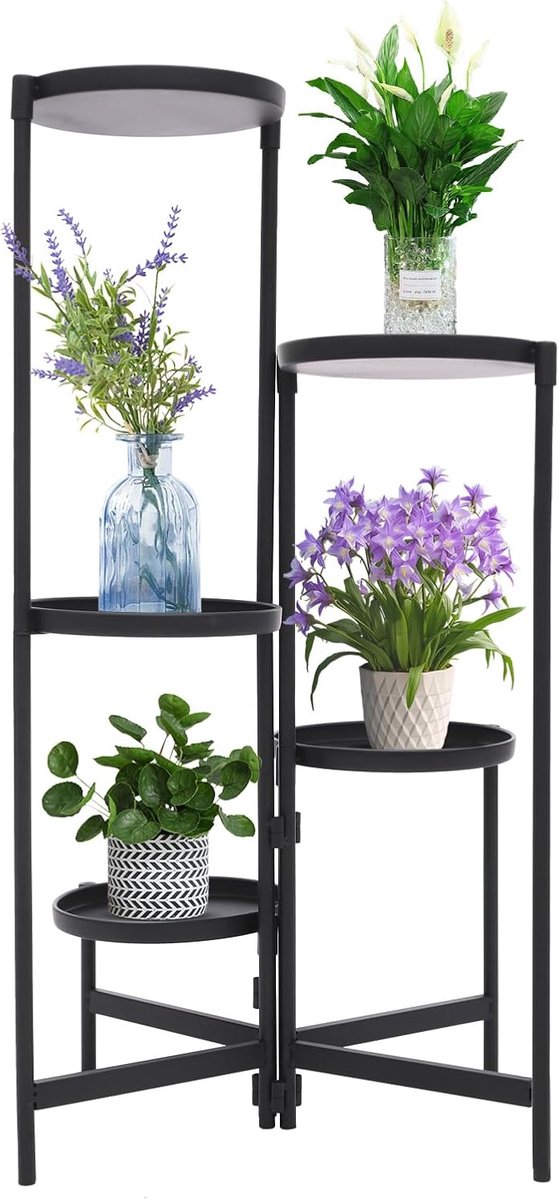 Bloemenstandaard, 5 etages, plantenrek, bloemenrek, voor binnen en buiten, balkon, decoratie, slaapkamer, bloempot, kamerplanten, plantentafel