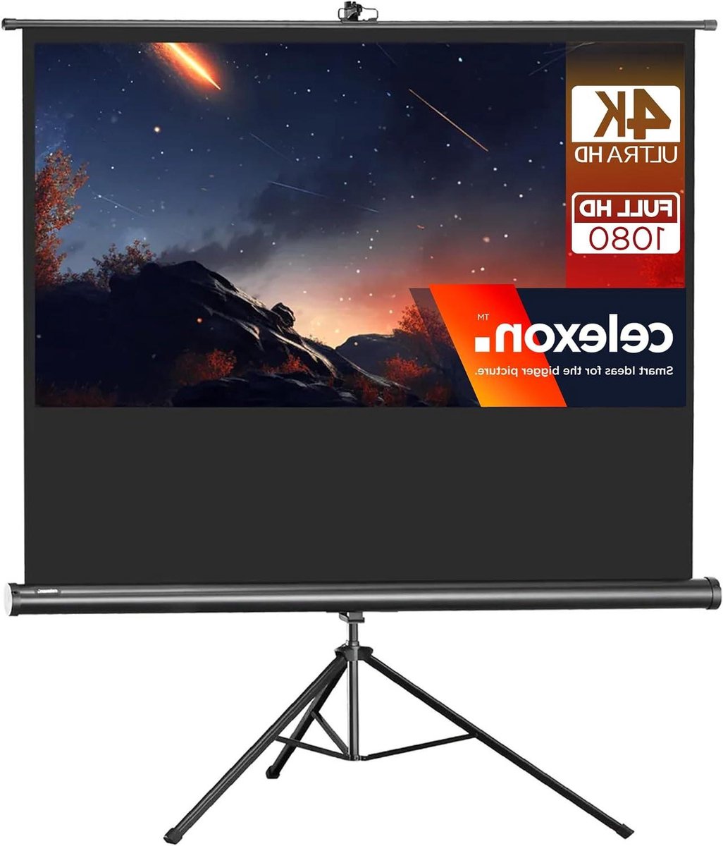 Projectiescherm Statief - Mobiel Scherm - Thuisbioscoop Presentaties - Traploos Verstelbaar - 158 x 89 cm - Mat Wit