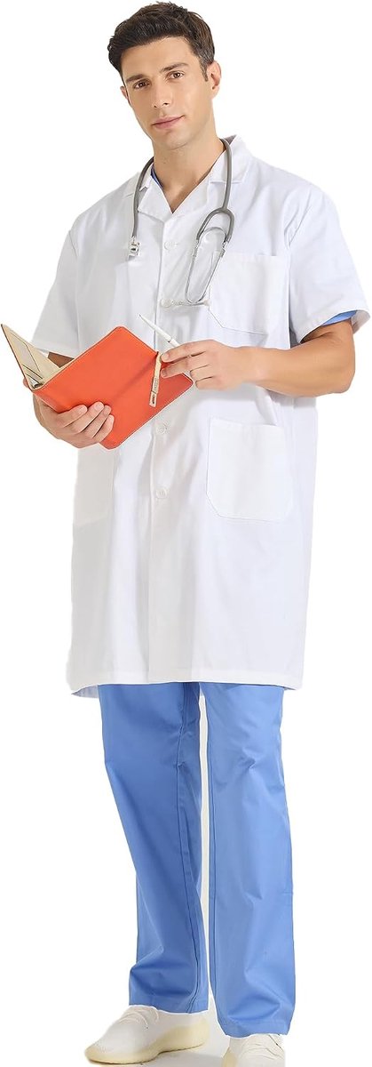 - BATA UNISEX CUELLO SOLAPA MANGAS CORTAS UNIFORME LABORAL CLINICA HOSPITAL LIMPIEZA VETERINARIA SANIDAD HOSTELERÍA - Ref:8162