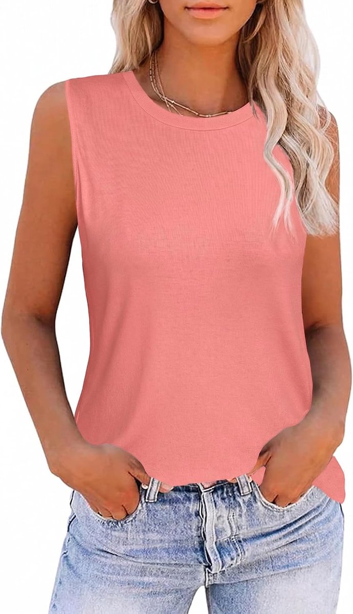 Tanktop dames mouwloos zomer T-shirt basic tops ronde hals bovenstuk S-XXL