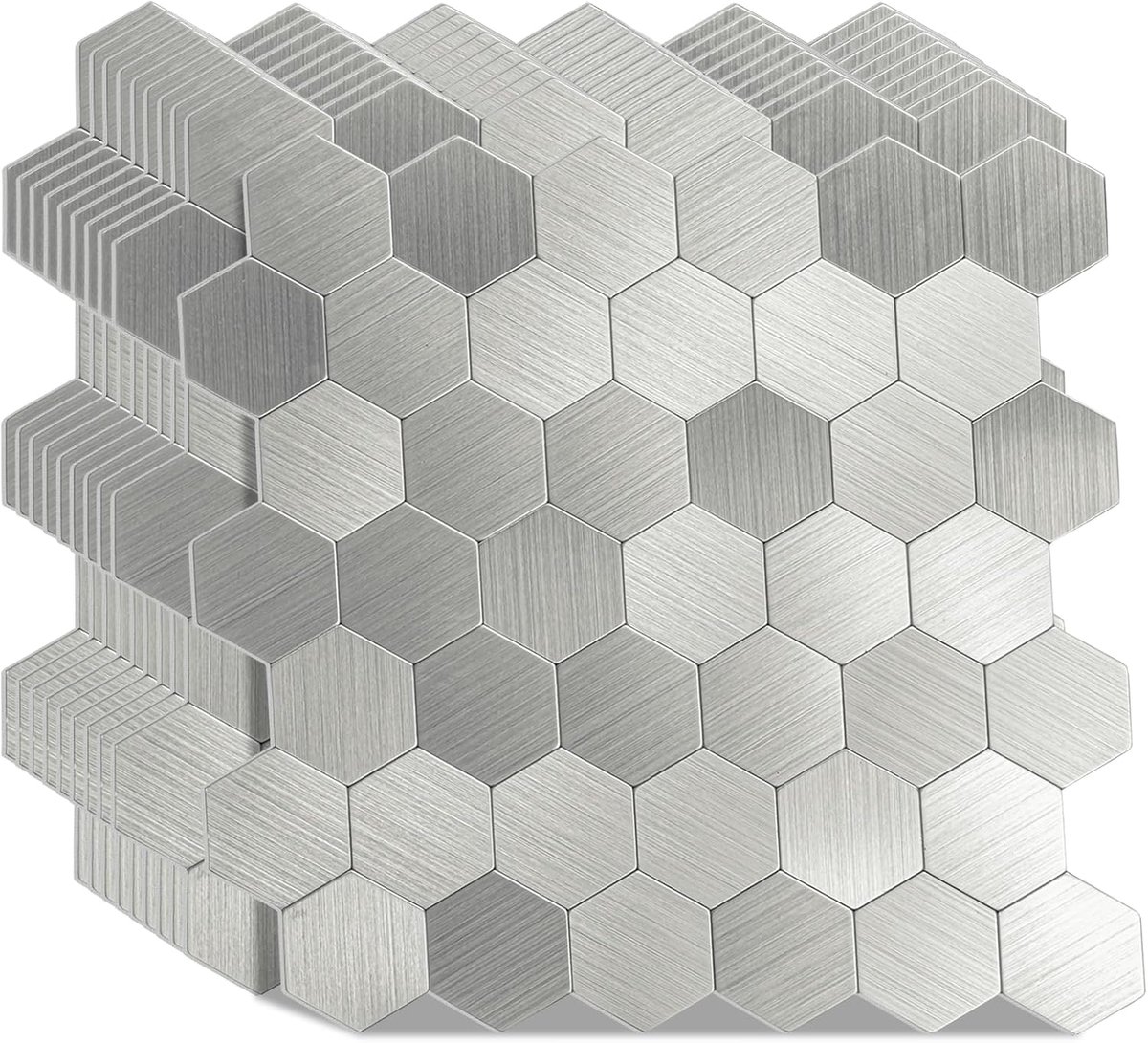 Stok op tegels keuken, 10 stuks metalen zelfklevende wandtegels, thicher marmeren stok op wandtegels