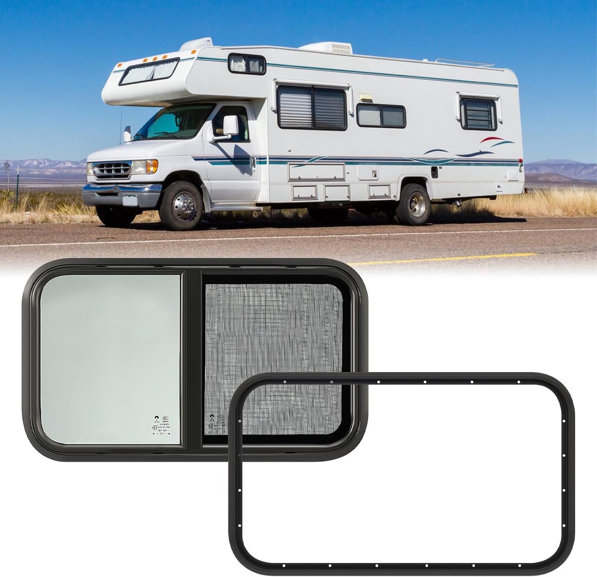 Caravan zijraam, camper, schuifraam, caravan, getint raam, camper, raam voor campers, aanhangers, 700 x 400 mm, caravanraam | Caravan zijraam, getint, camper, aanhanger, schuifraam, insectenbescherming, ventilatie, robuust, eenvoudige montage