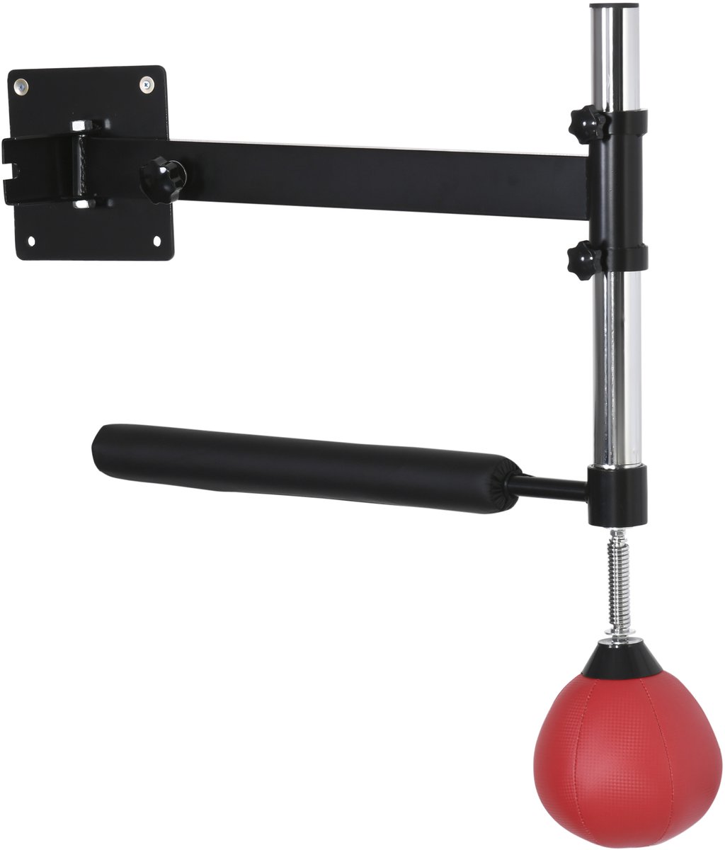 Boksstandaard met speedball & reflexstang, wandmontage, in hoogte verstelbaar, zwart/rood