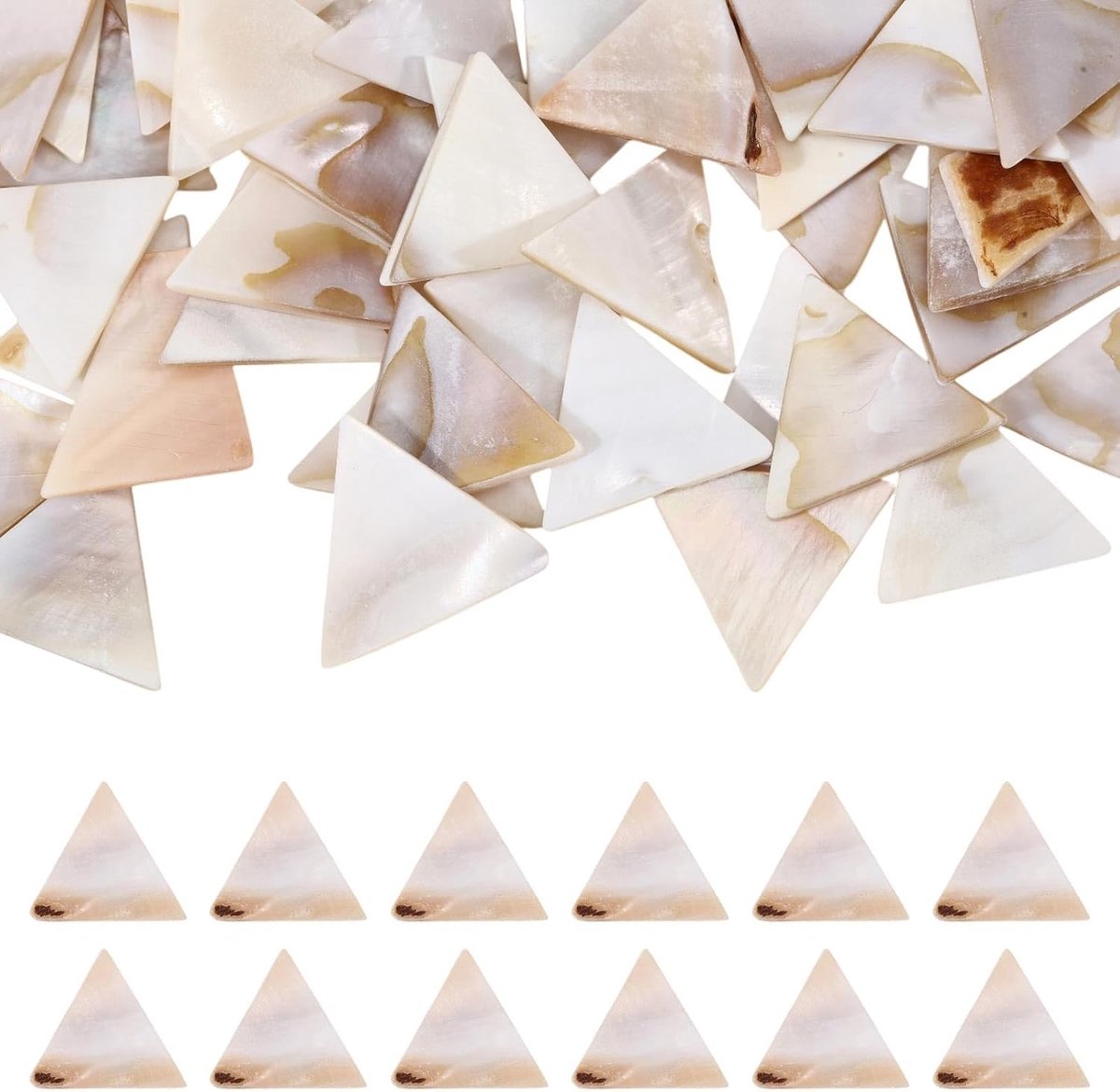 135 stuks driehoekige parelmoertegels van 2 cm voor woondecoratie, DIY knutselprojecten en mozaïekwerk