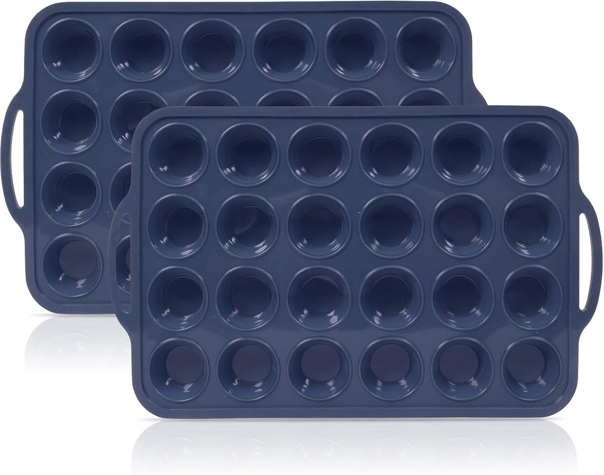 Mini silicone muffin mold set voor 24 muffins, ideaal voor bakken, grijs kleur en gemakkelijk schoon te maken