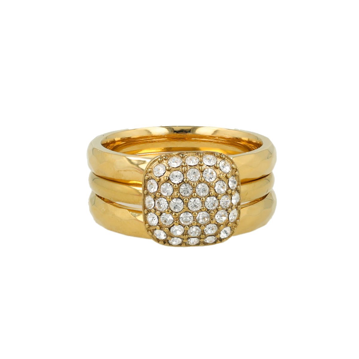 My Bendel - Goudkleurige Ringenset met Zirkonia - met Luxe Cadeauverpakking | Sieraden Voor Dames | Maat 19.00 Mm / Maat 60